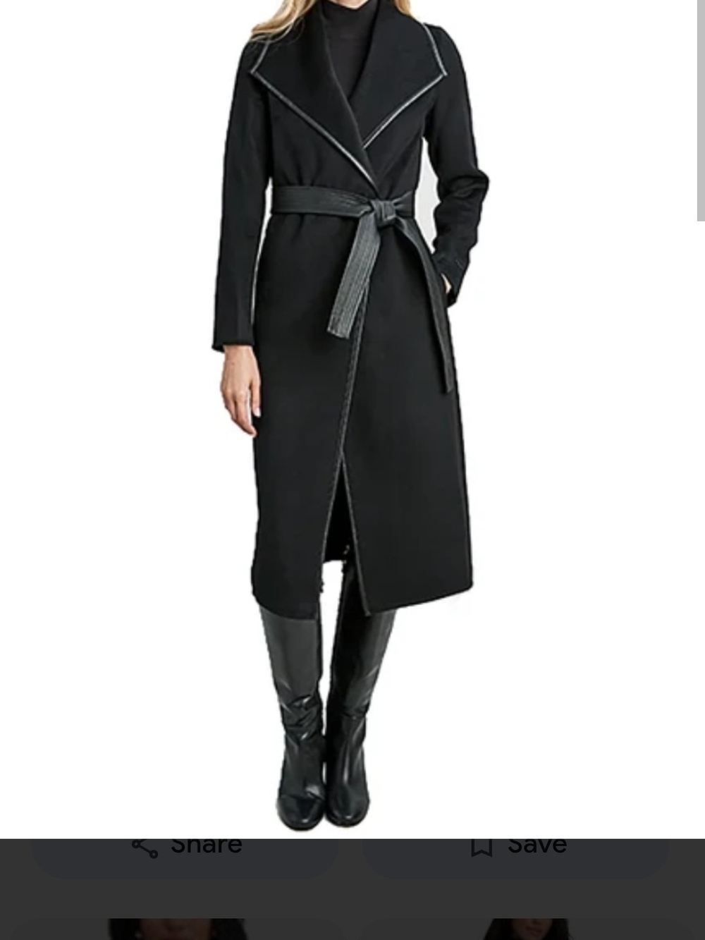 Tahari Black Long Belted Trench Coat